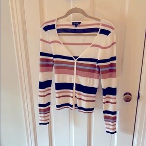 Jessica Simpson Striped Button-Up Cardigan